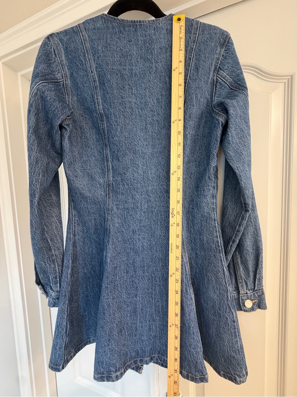 ✅ NWOT Blank NYC Denim V-Neck Button Front Long Sleeve Mini Dress size S - Picture 8 of 15